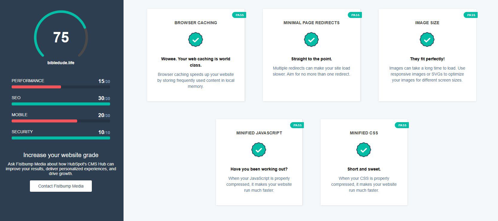 website performance score